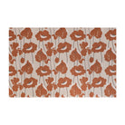 Beautiful mat with neutral light beige (shiitake) base with poppy flowers in a deep orange (earthen jug) shade; small