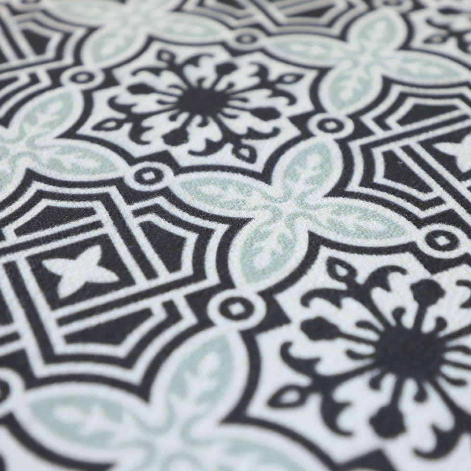 close up of beautiful pattern in black and white with pops of light teal