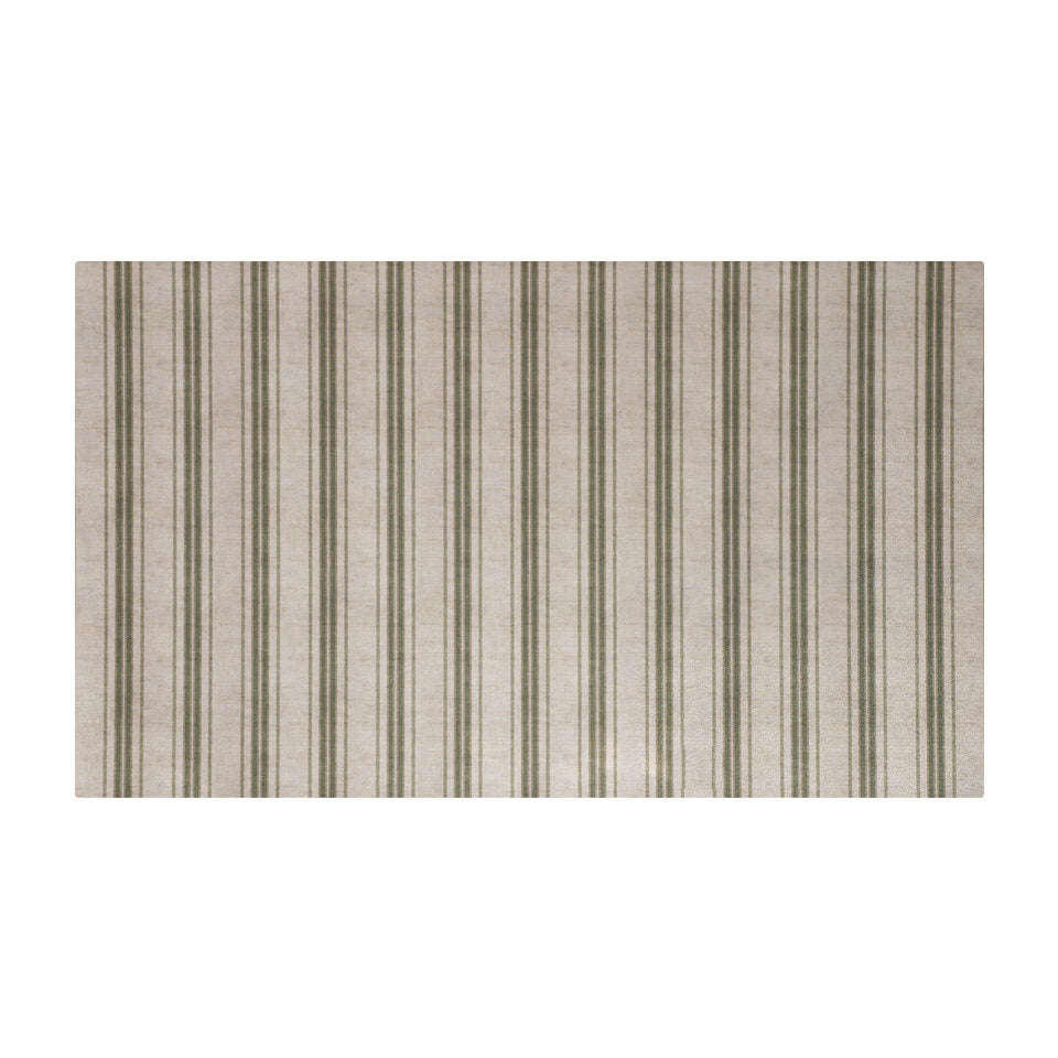 medium sized rectangular mat with beige (shiitake) and green vertical stripes