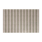 Large sized rectangular mat with beige (shiitake) and green vertical stripes