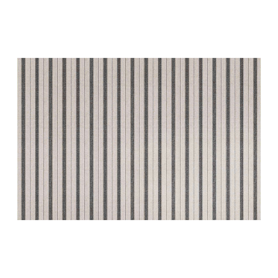 Vertical stripes across a beautiful mat in neutral tones, tan and grey.