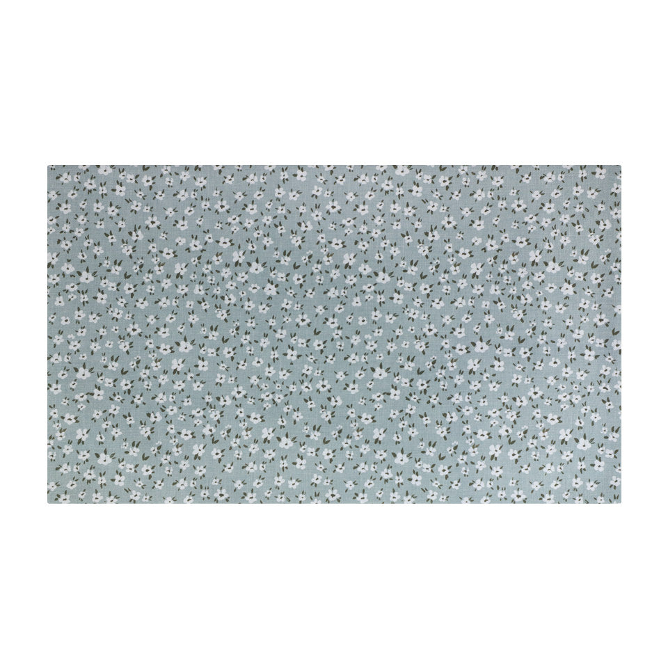 beautiful unrug floor covering in sea salt (light blue) with white floral pattern