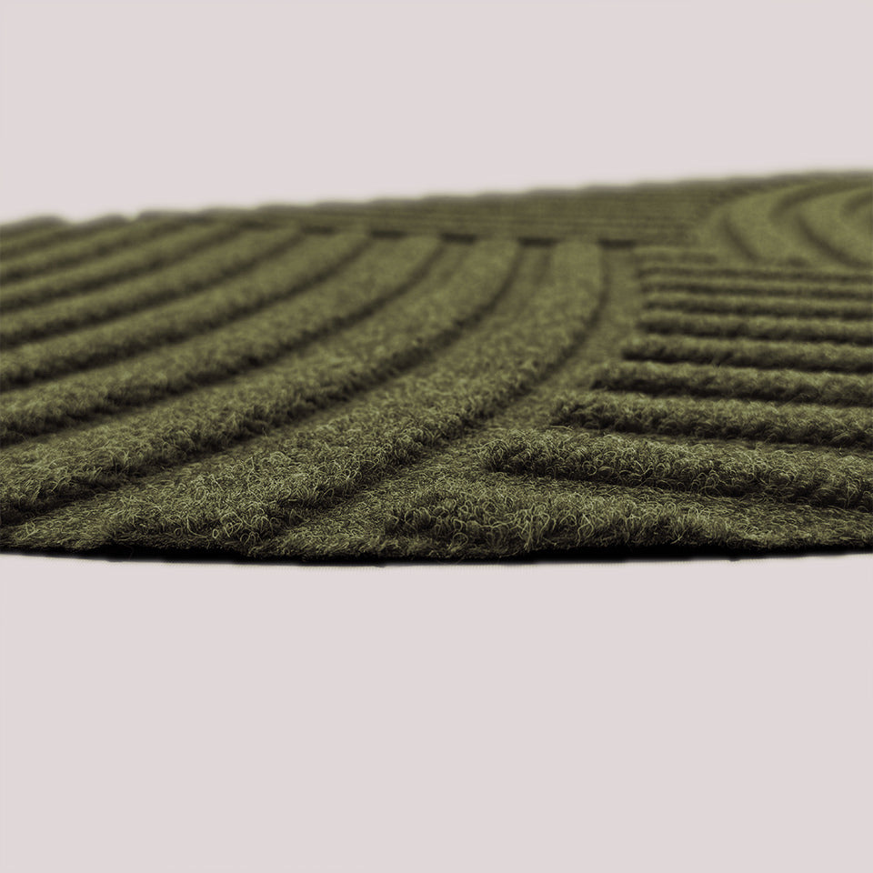WaterHog Luxe Heartland indoor/outdoor mat showing the low profile in the color olive.