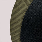 WaterHog Luxe image shows both the olive-color eco-friendly fabric and the incredibly durable rubber backing.