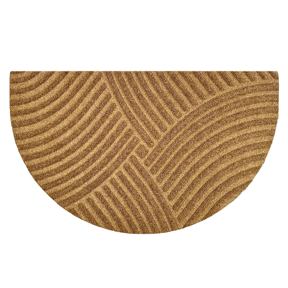 WaterHog Luxe’s Heartland design of a dreamy overlaying linear pattern crossing in the center in a sandy wheat color.