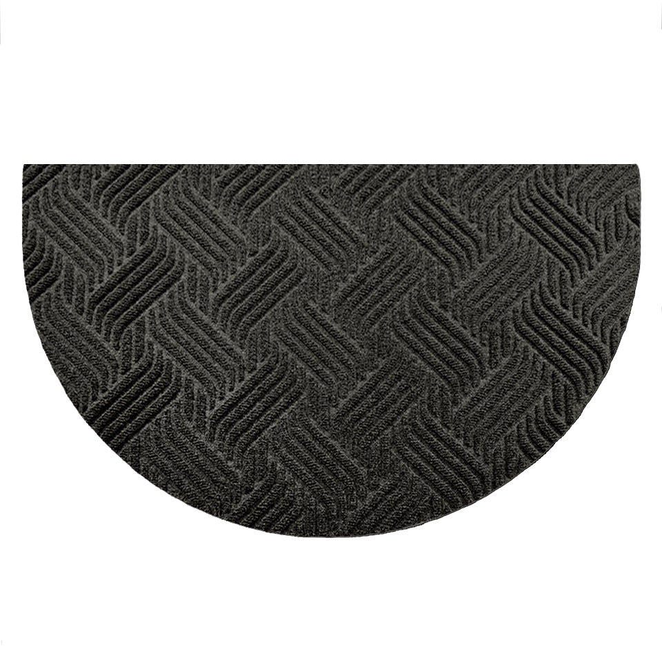 WaterHog Luxe all-weather Heymaker doormat in the classic basketweave pattern in a dark graphite color.