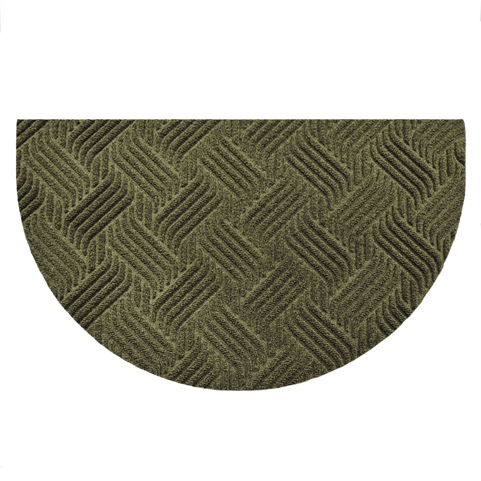 WaterHog Luxe all-weather Heymaker doormat in the classic basketweave pattern in an earthy olive color.