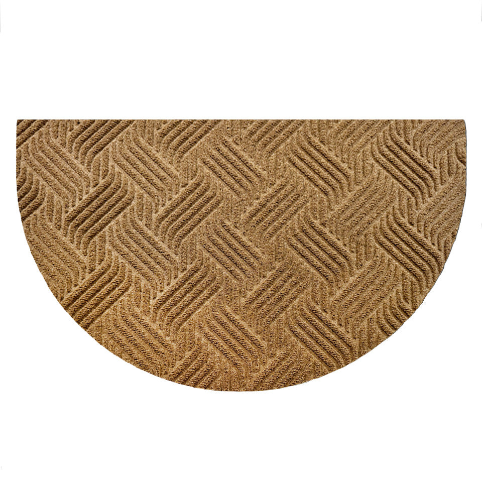 WaterHog Luxe all-weather Heymaker doormat in the classic basketweave pattern in a sandy wheat color.