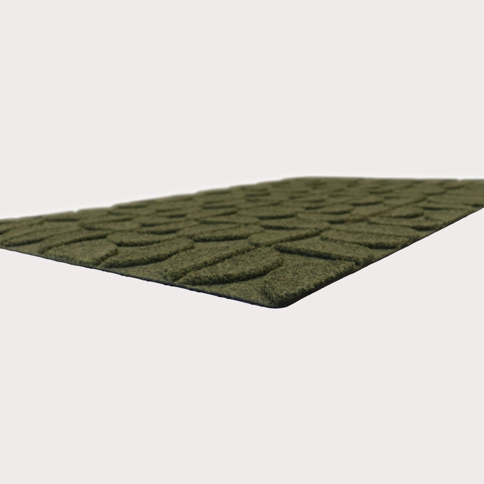 Image of Hourglass’ low profile in olive on an off-white background.
