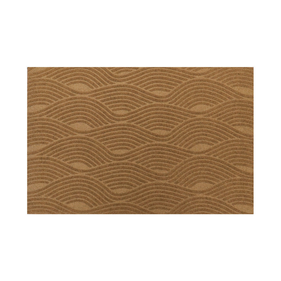 Organic lines creating a wave-like pattern on the Waves entrance doormat with bi-level non-shedding material in wheat.