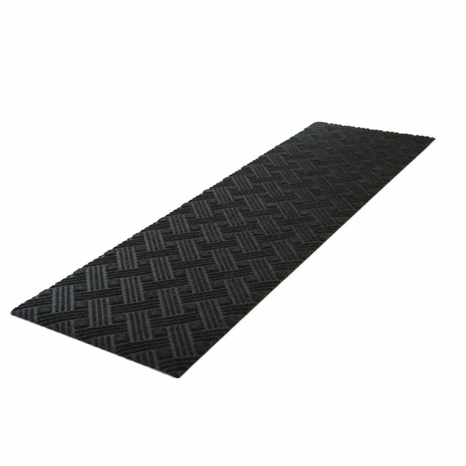 Angled WaterHog Luxe Classic Thatch double doormat in graphite (deep grey).