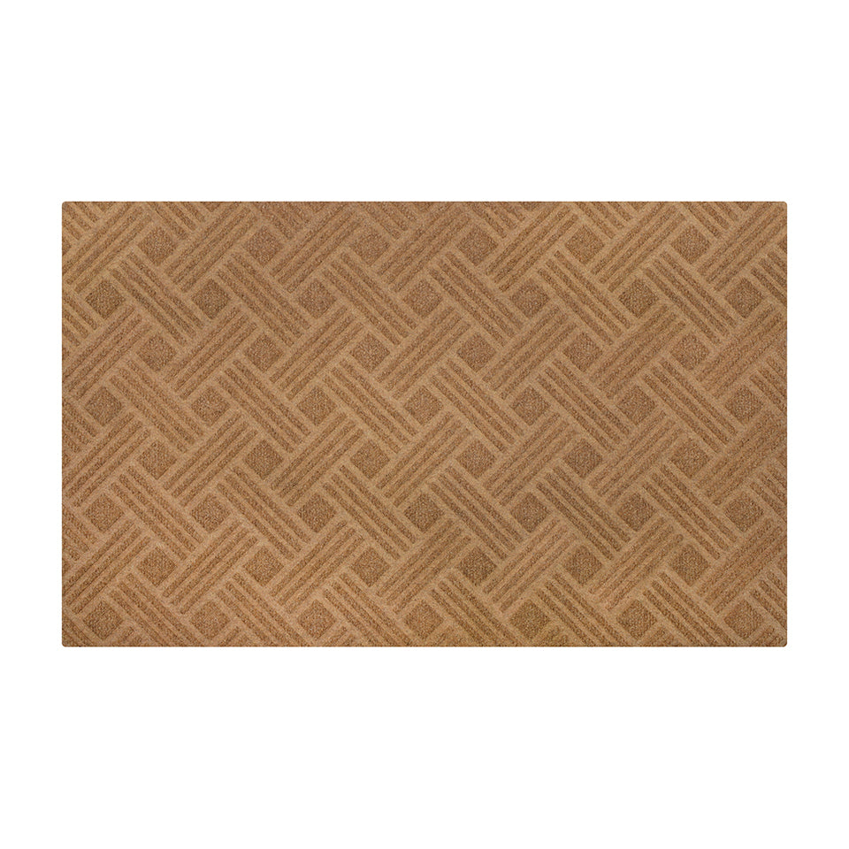 Single sized WaterHog Luxe classic thatch doormat in wheat (beige)