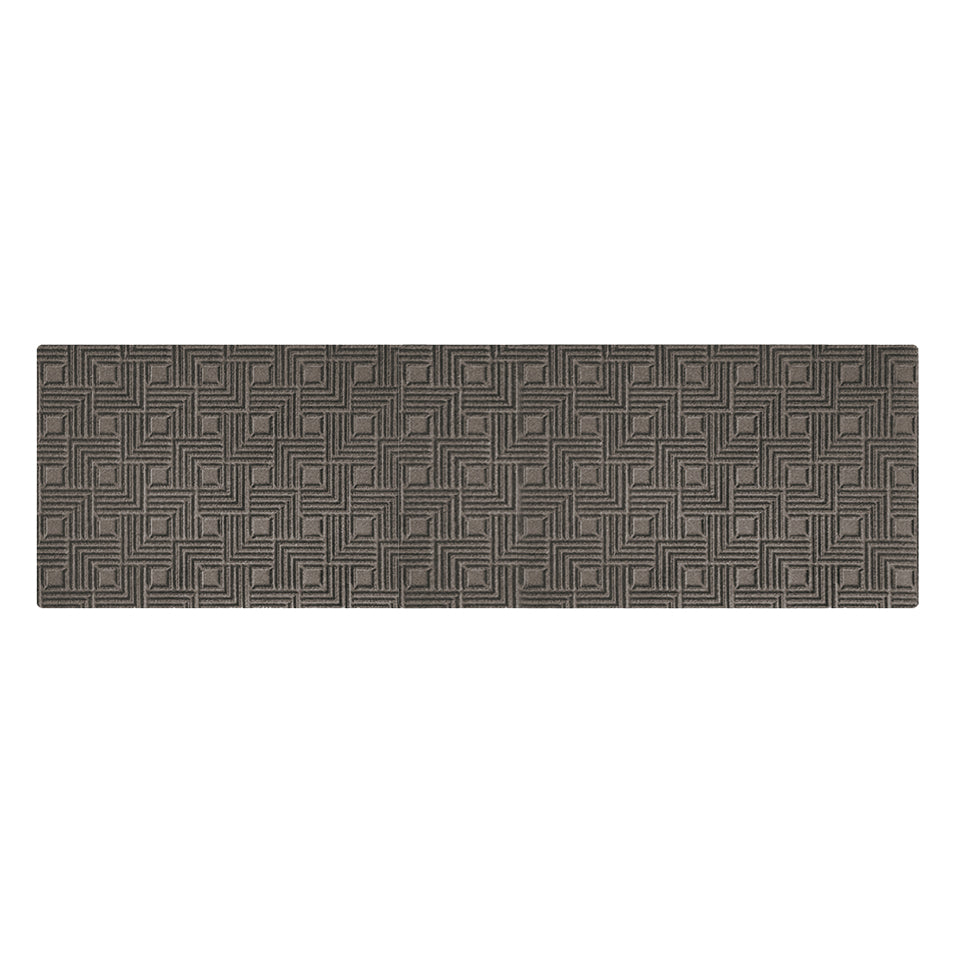 Overhead image of a double-door WaterHog Luxe mat in the meandering Labyrinth pattern and greige color, shown on a white background.