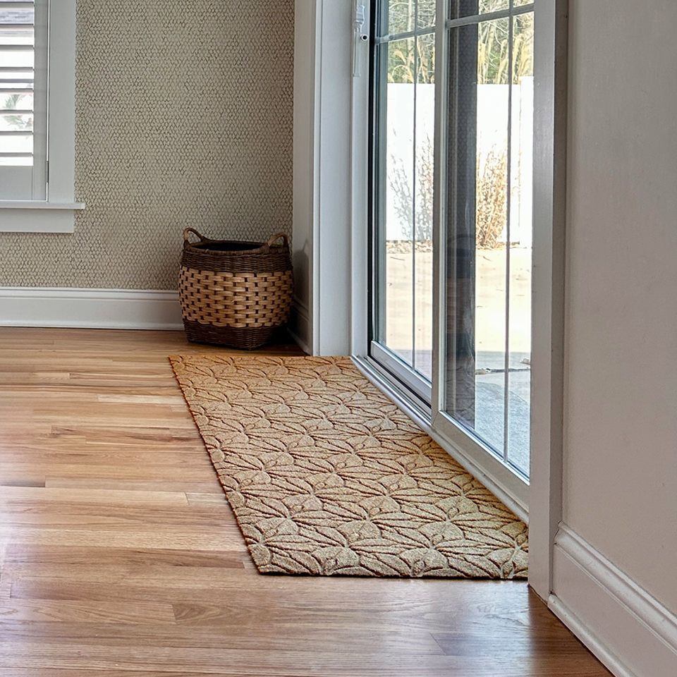 WaterHog Luxe double door entrance mat laid in front of a back door to stop dirt and grime from coming inside.