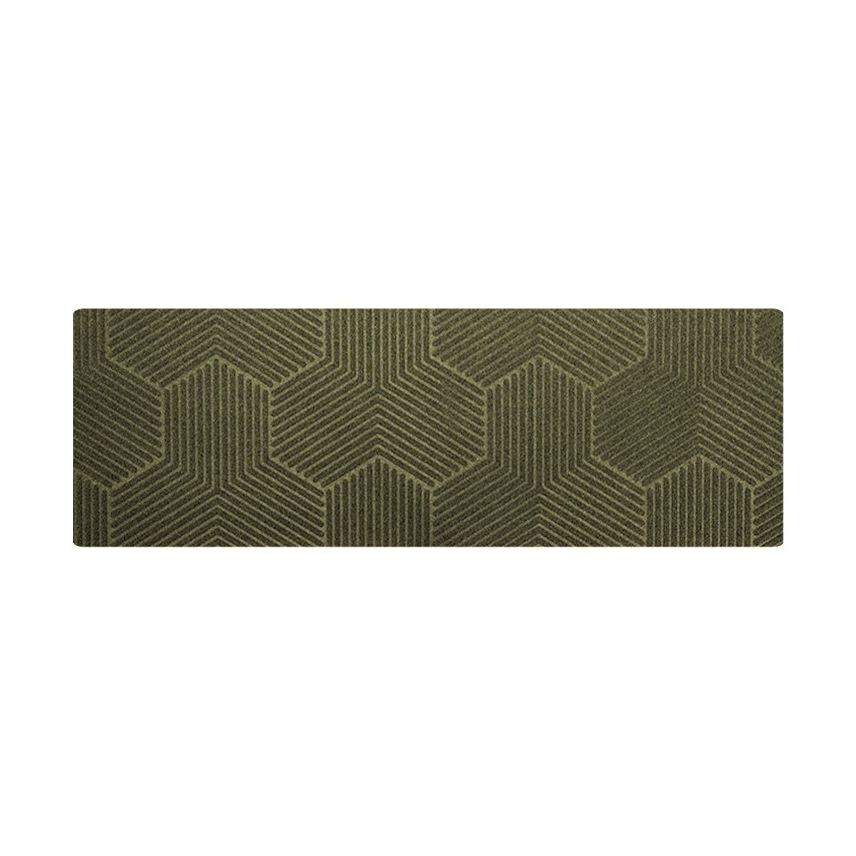Double door version of the Zephyr geometric doormat in olive green. Perfect for double doors or doors with sidelights