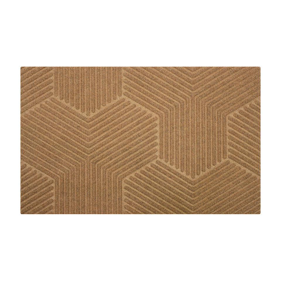 Zephyr doormat in Wheat. Geometric single door doormat design.