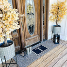Monogrammed Initial Extra Long Doormat Black White