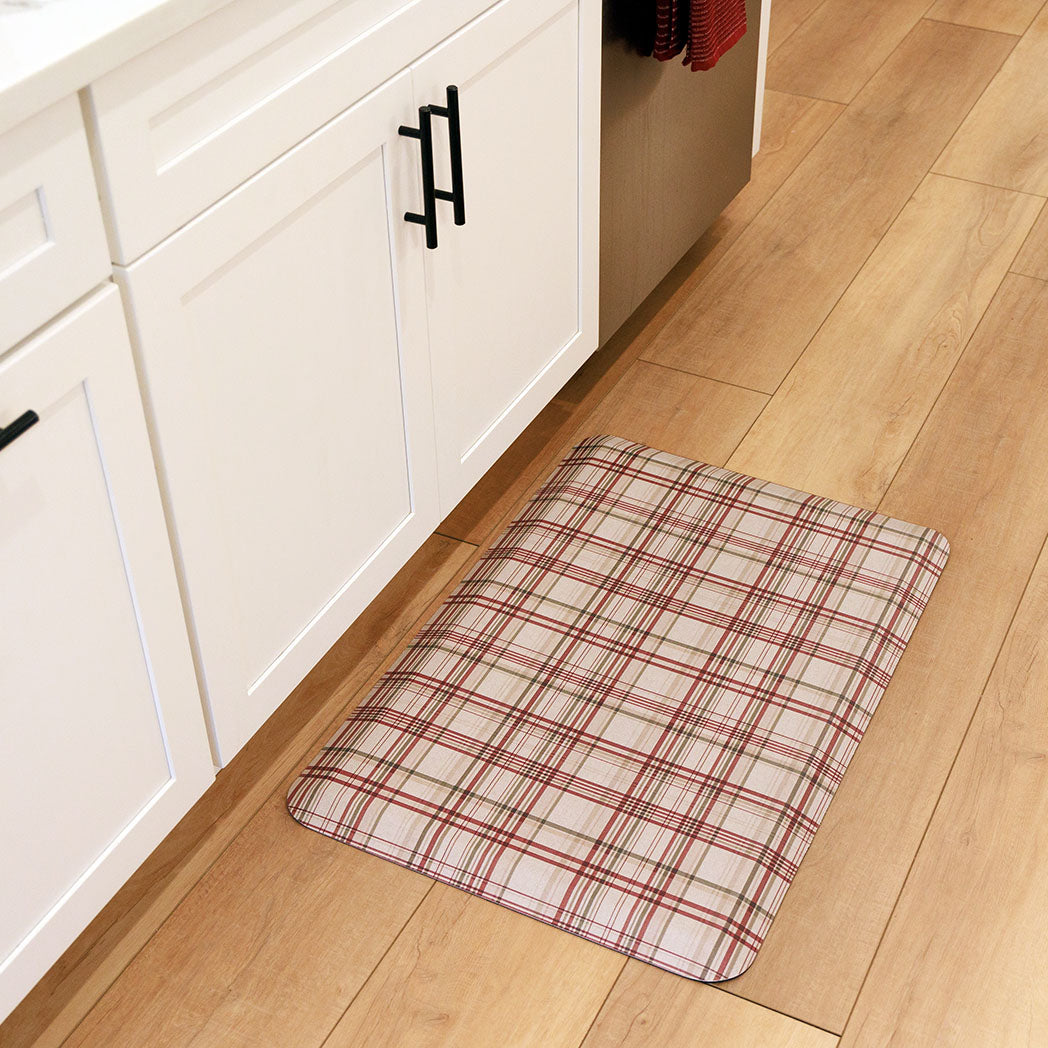 Modern holiday kitchen comfort mat with an easy-clean surface