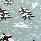 Detail of snow Bunny fall anti-fatigue kitchen mat with wipeable surface and winter holiday design for kitchen comfort.