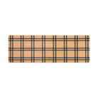Long doormat made for double doors features a plaid design in yellow and black colors.