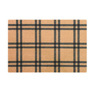 Quality doormat featuring a yellow and black plaid design and made with recycled materials.
