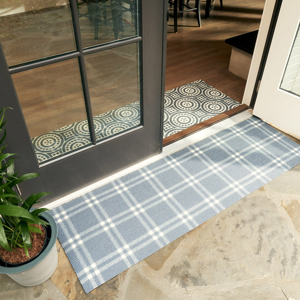 Classic Plaid Double Doormat - Blue White