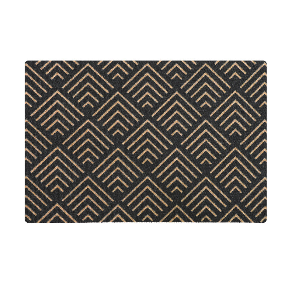 Due North single door size door mat is a modern welcome mat with a black and brown pattern.