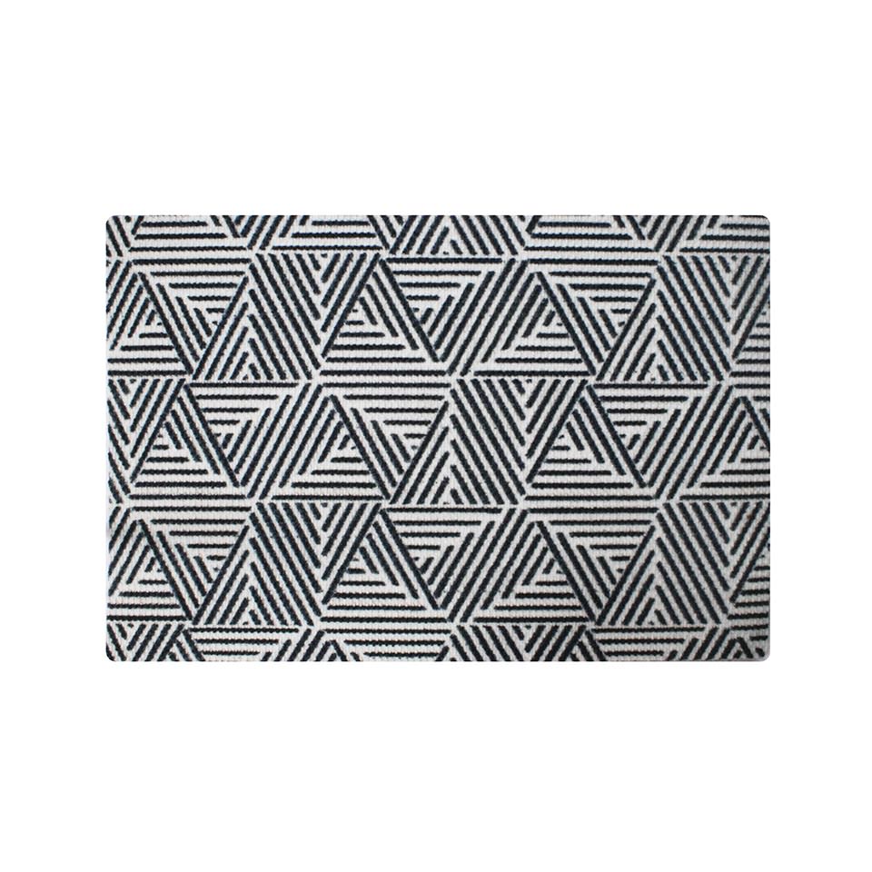 Neighburly Escher decorative indoor doormat features a modern geometric pattern in black and white in a single door size.