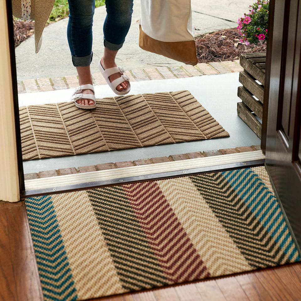 Textured Stripes multi looks great just inside the front door and is very colorful. A great looking doormat that will help protect your wooden floors.