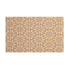 Coir holiday winter doormat with white snowflakes in circle pattern