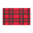 Bright red tartan plaid Christmas holiday doormat for single door
