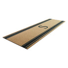 Wheat colored double door sized doormat with monogram in the center and stripes at top and bottom