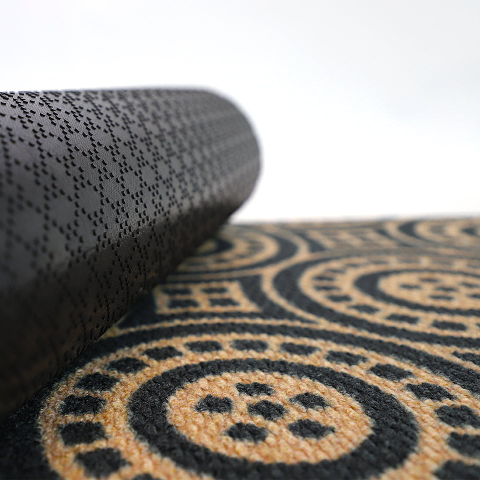 Close up of rubber backing for Coir and Black doormat