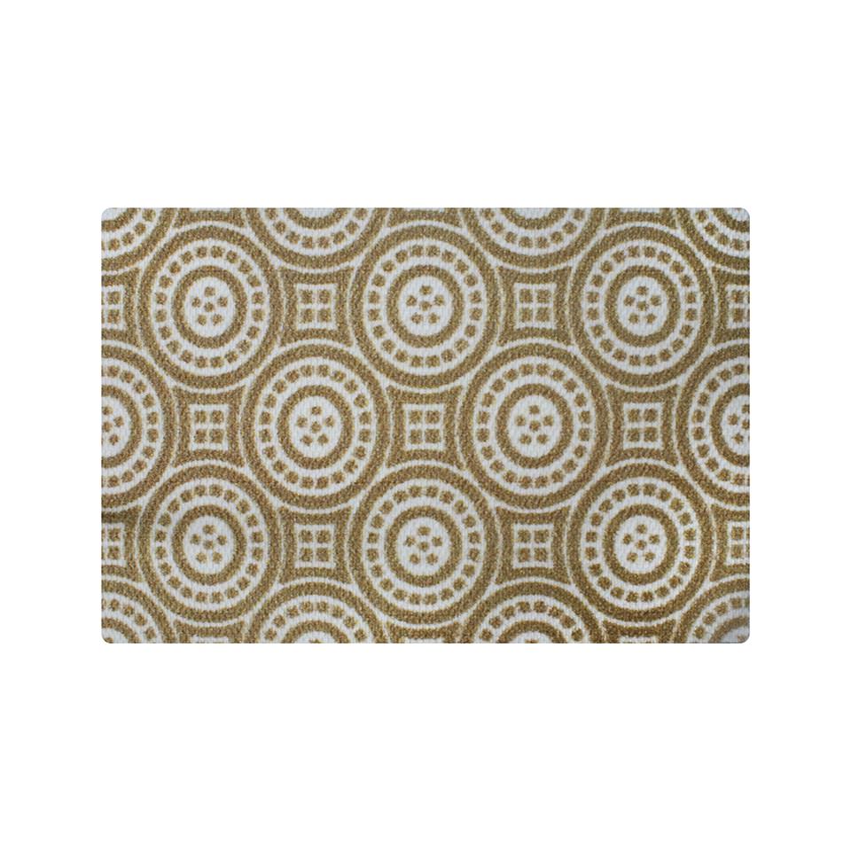 Coir and white single door doormat with circle medallion pattern