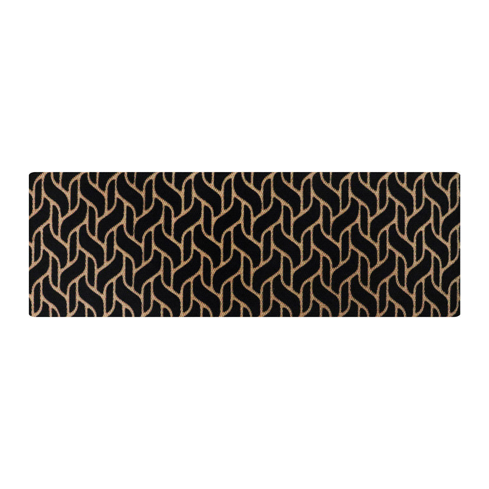 Black and coir basketweave low profile doormat for double door isolated