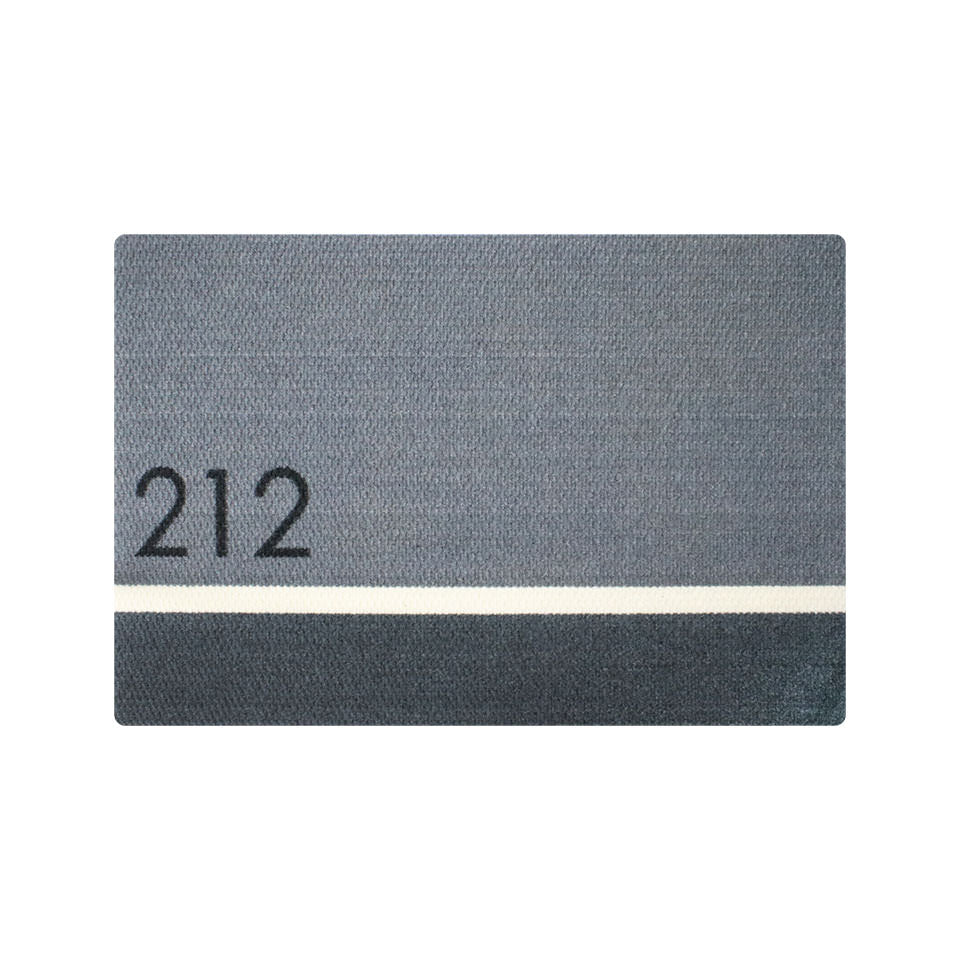 Grey and white personalized doormat with house number