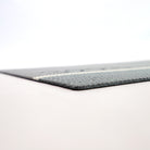 Close up of the low profile shot for Modern Main personalized doormat in grey