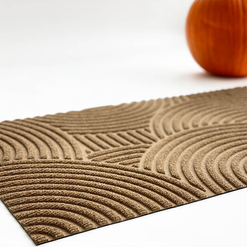 Put Your Records On single door doormat is a low-profile doormat that keeps floors safe and prevents slips and falls. Made with recycled materials.
