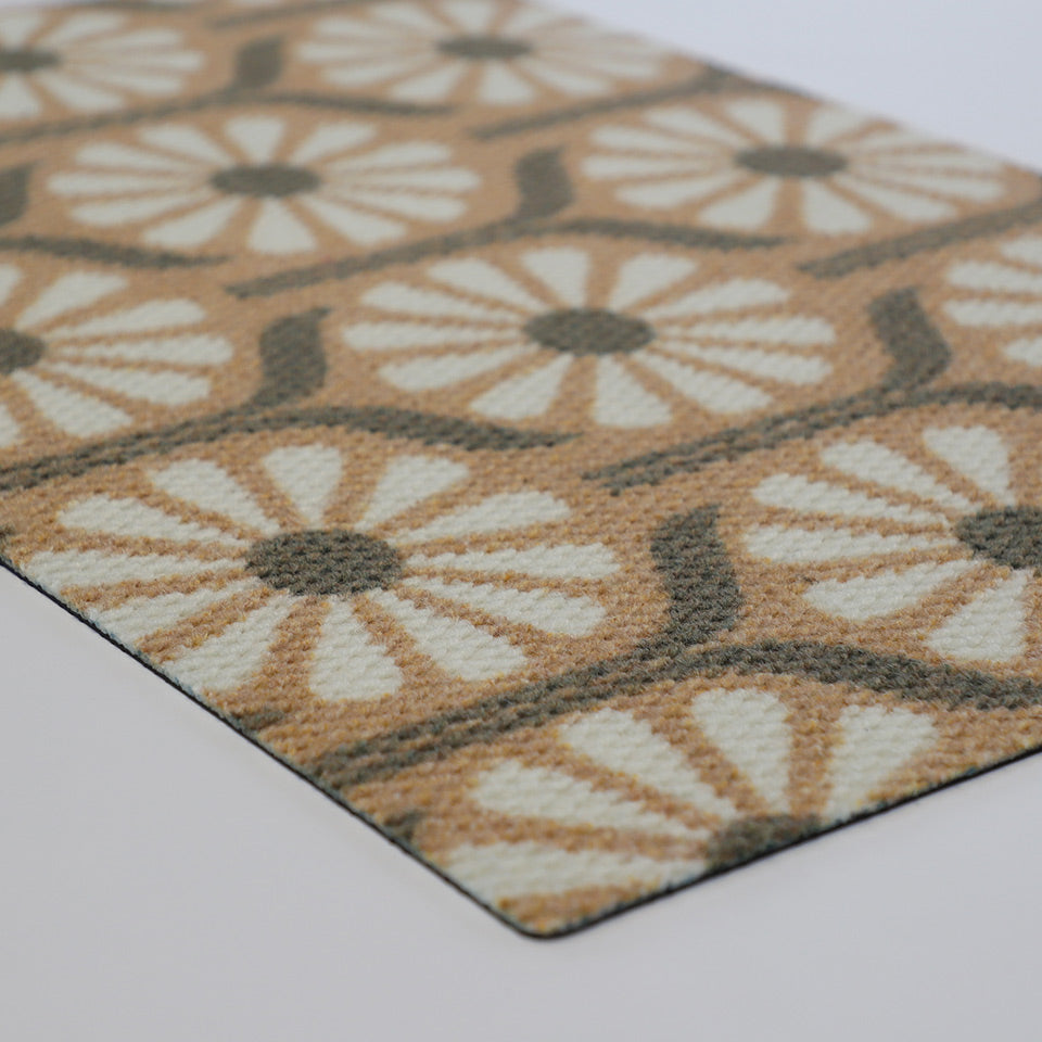 Retro Daisies Doormat - Coir White Angle