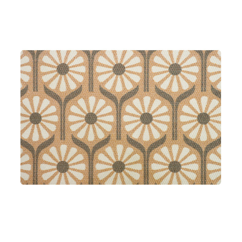 Retro Daises Doormat - Overhead Coir White