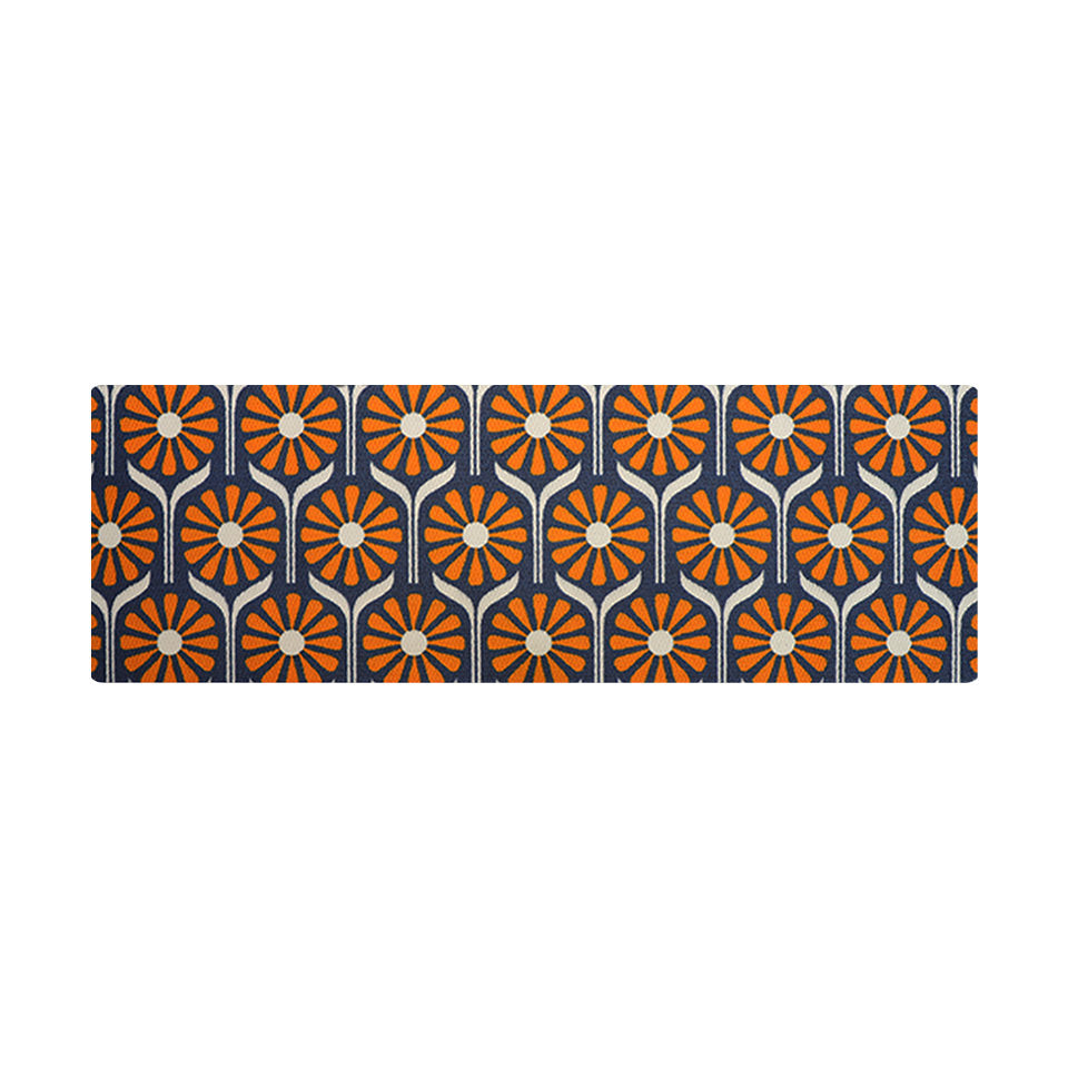 Retro Daises Double Doormat - Overhead Orange Blue