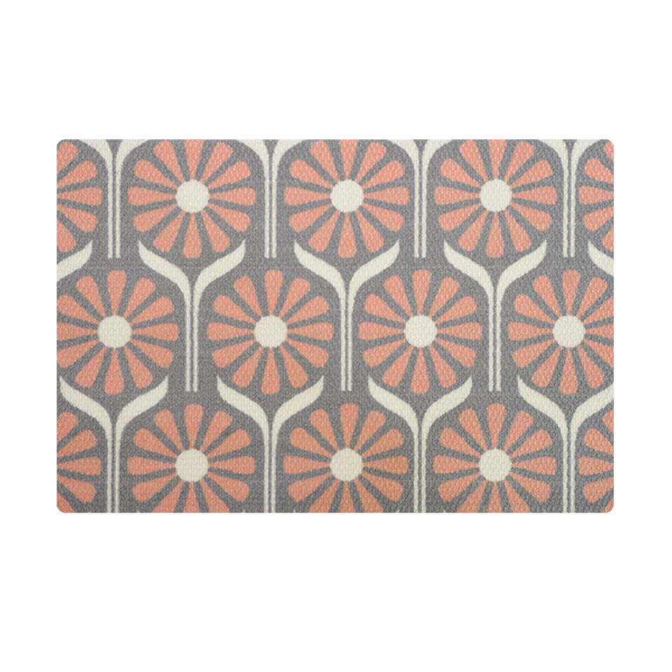 Retro Daises Doormat - Overhead Pink Grey