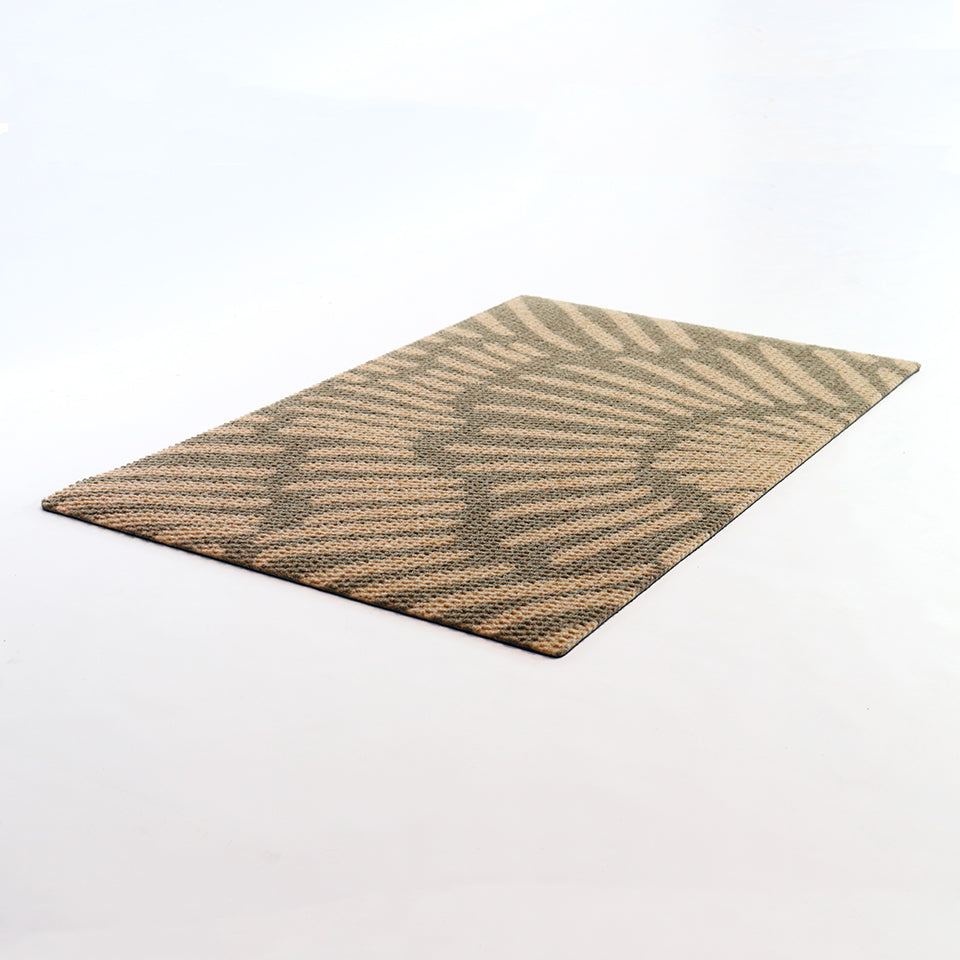 Angled shot of sunburst tan and coir colored doormat for single doors.