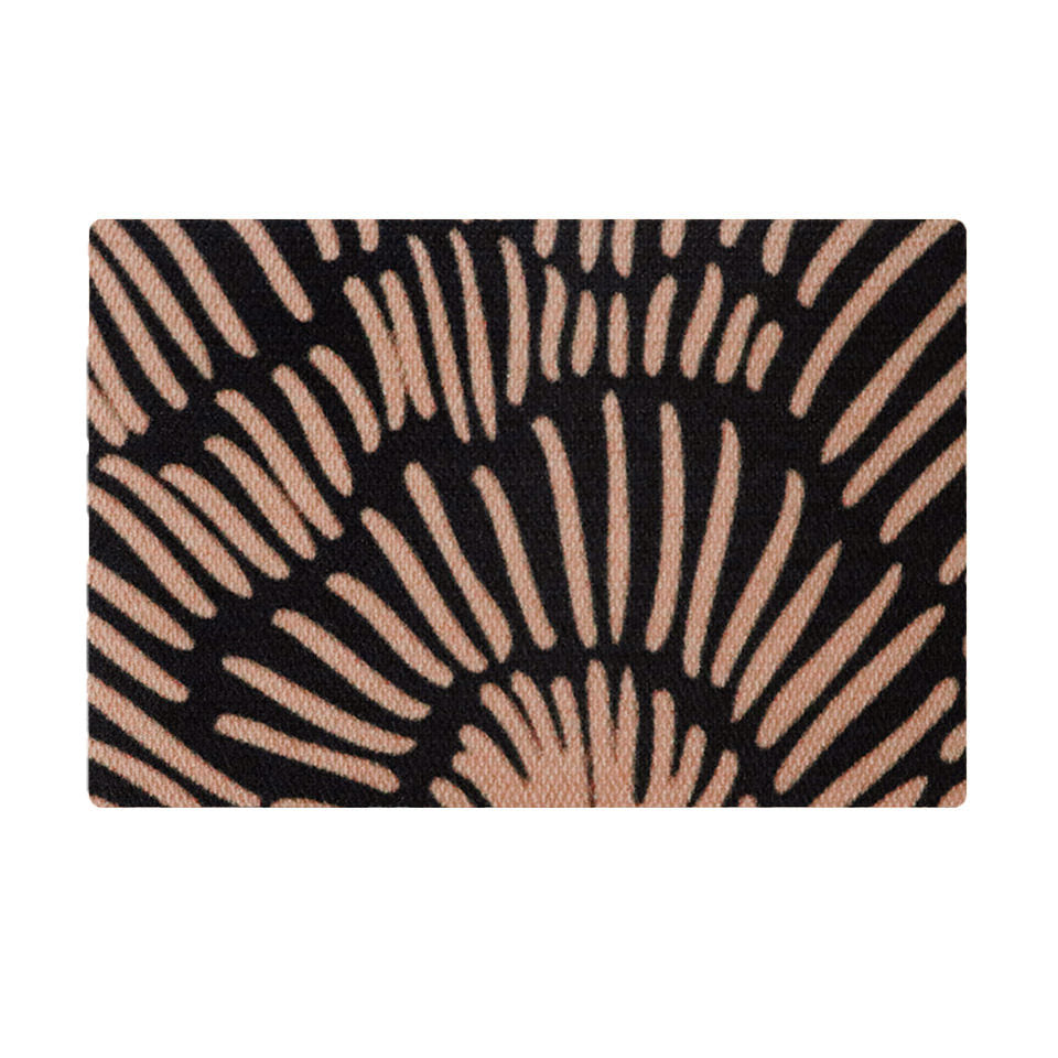 Sunburst single door doormat is a black and yellow door mat. It's a low-profile doormat that helps reduce the risk of trips and features a rubber backing that keeps the mat in place.