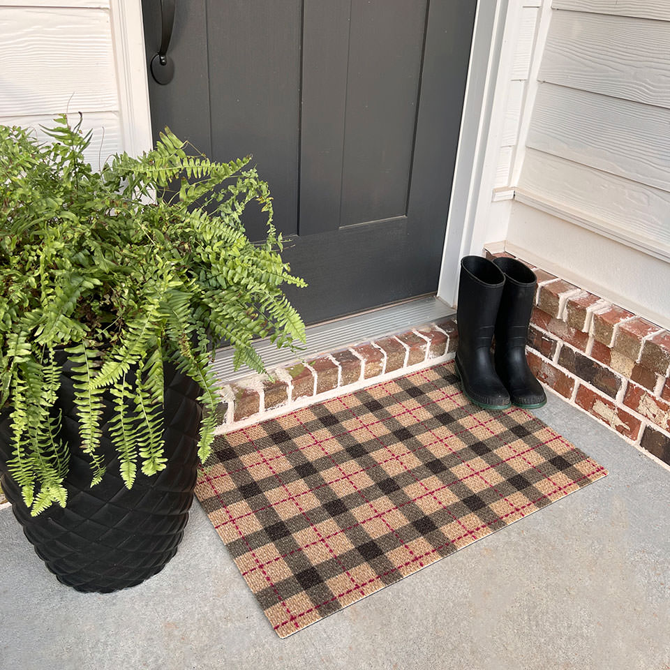 Tattersall Plaid single door door mat will keep you floors inside dry from rain, sleet, snow, and ice. Great looking doormat that will last and is made in the USA.