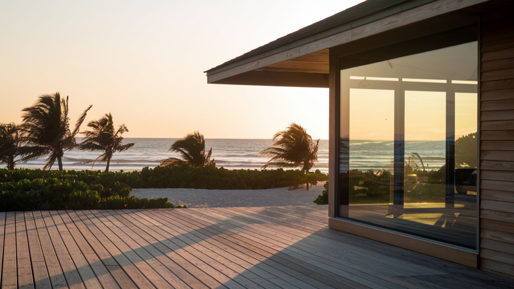 Image of a modern house that located just off the beach