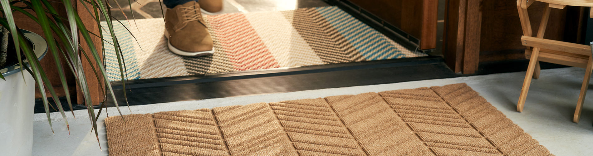 Indoor/outdoor entrance doormats for floor protection.