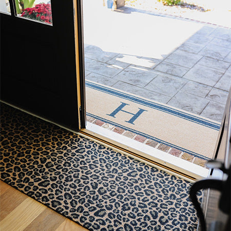 Leopard Print Double Doormat - Black Tan