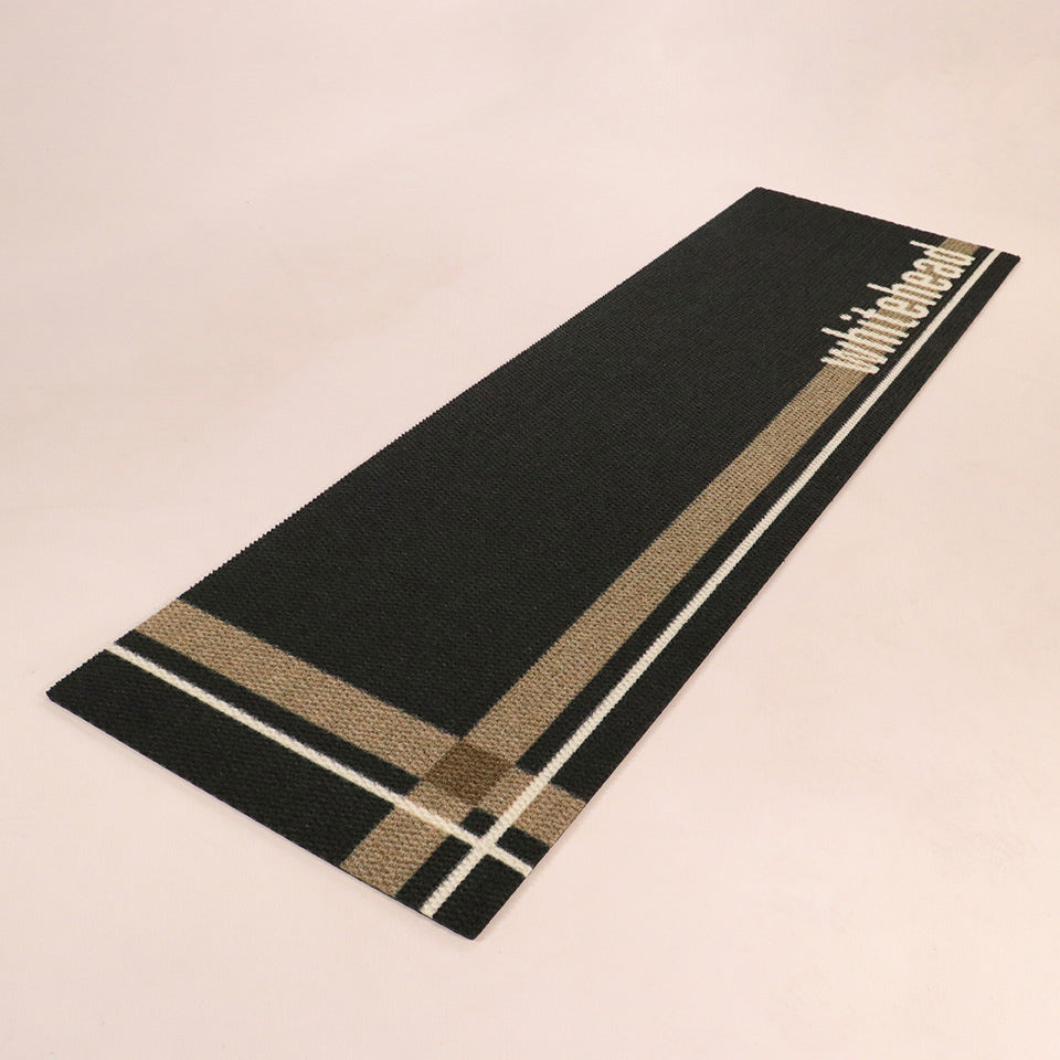 Neighburly double size door mat with a non shedding black surface, low-profile, and a rubber backing