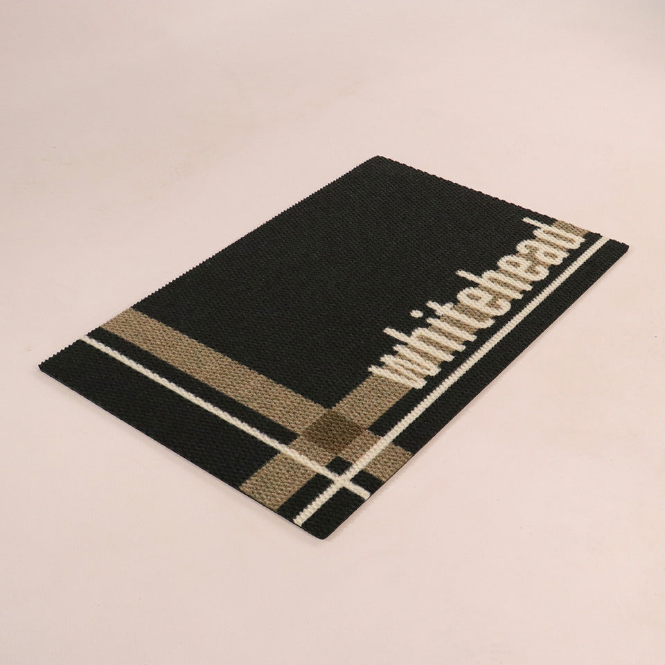 Neighburly single size door mat with a non shedding black surface, low-profile, and a rubber backing